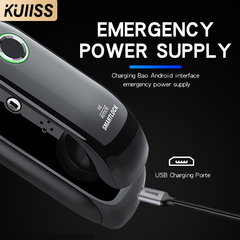 KUIISS Indoor Fully Automatic Graffiti Intelligent Access Lock Wood Door Fingerprint Password Lock Home Office Apartment Home Accommodation Intelligent Electronic Door Lock