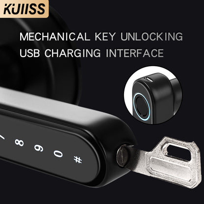 KUIISS Indoor Door Fingerprint Password Lock Tuya wifi Home Office Apartment Home Accommodation Hotel Wood Door Single Tongue Smart Lock Mobile App TTlock