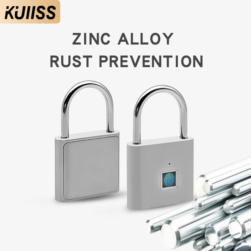 KUIISS household waterproof and rustproof fingerprint padlock intelligent electronic small lock telecommunications backpack bags Moss password padlock zinc alloy material