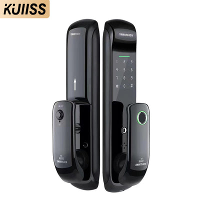 KUIISS Indoor Fully Automatic Graffiti Intelligent Access Lock Wood Door Fingerprint Password Lock Home Office Apartment Home Accommodation Intelligent Electronic Door Lock