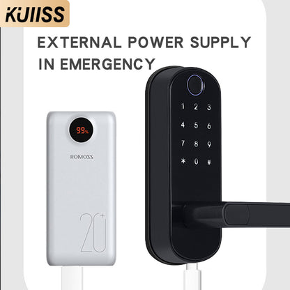 KUIISS Tuya wifi TTlock Indoor Door Fingerprint Password Lock Home Office Apartment Home Accommodation Hotel Wood Door Single Tongue Smart Lock Mobile App Remote