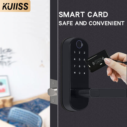 KUIISS Tuya wifi TTlock Indoor Door Fingerprint Password Lock Home Office Apartment Home Accommodation Hotel Wood Door Single Tongue Smart Lock Mobile App Remote