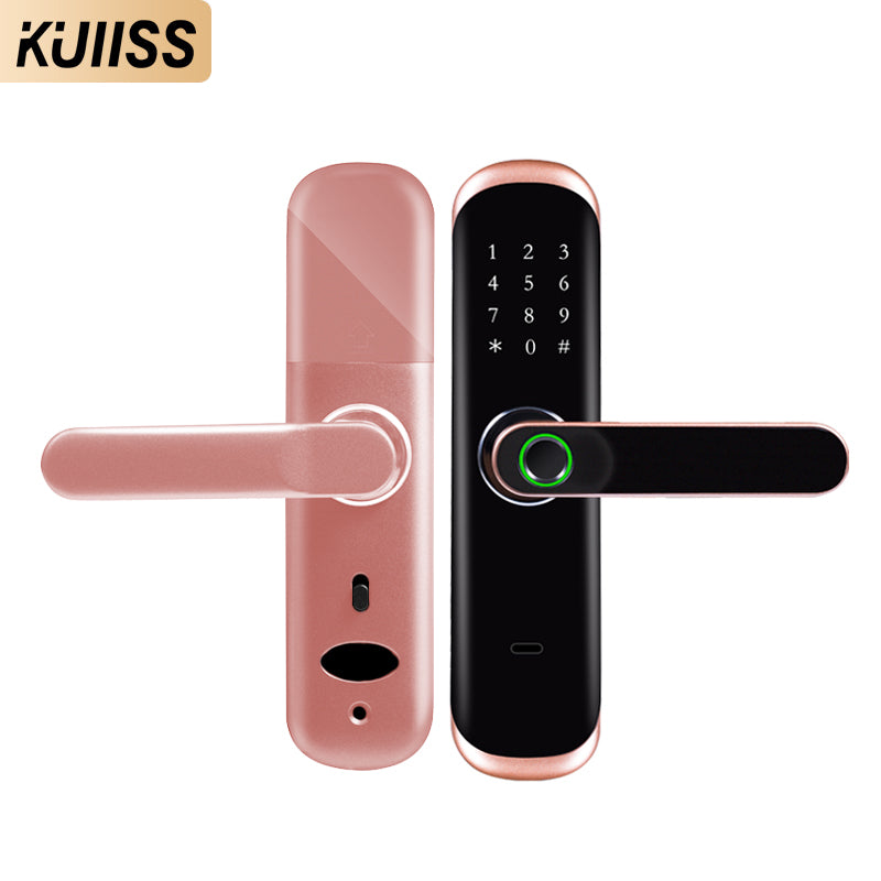 KUIISS Indoor Fingerprint Password Lock Tuya wifi Home Office Apartment Home Accommodation Hotel Wood Door Split Smart Lock Mobile App TTlock