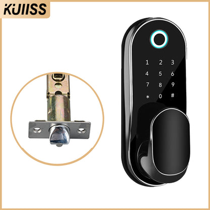 KUIISS graffiti WIFI indoor wooden door office intelligent fingerprint lock room bedroom electronic lock household password door lock