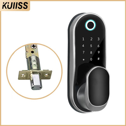 KUIISS graffiti WIFI indoor wooden door office intelligent fingerprint lock room bedroom electronic lock household password door lock